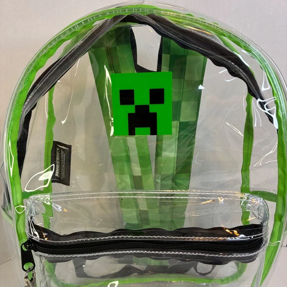 Minecraft Creeper Clear Backpack Bioworld Green Transparent School Bag 15 inch